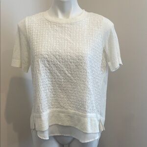 White Textured Short Sleeve Layered Tee
